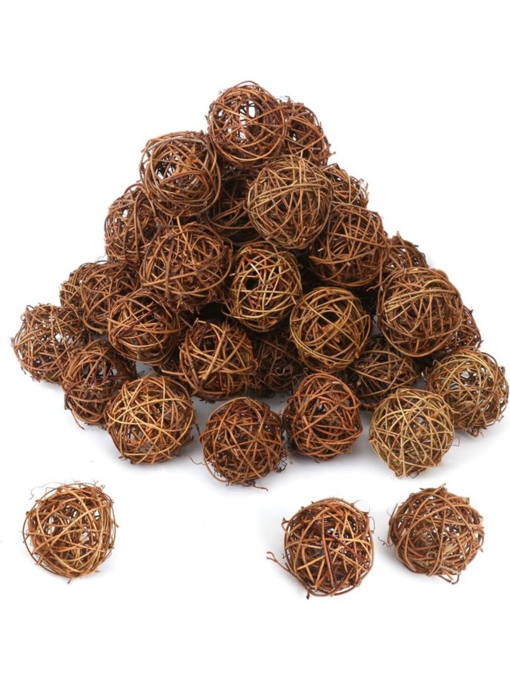 50 PCS Decorative Wicker Rattan Balls - 2.4 Inch Home Decor, Craft Supplies